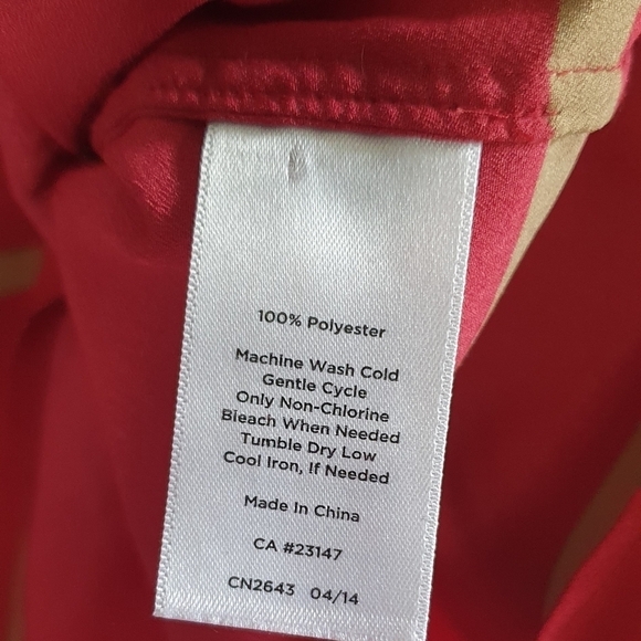 TALBOTS Half Button Striped Blouse Long Sleeve Red Gold Women Sz M Office Preppy - Picture 6 of 6